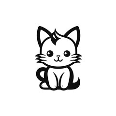 Cute looking cat, adorable kiity, kitten, graphic svg vector illustration of a little cat, young, head, big eyes