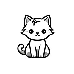 Cute looking cat, adorable kiity, kitten, graphic svg vector illustration of a little cat, young, head, big eyes