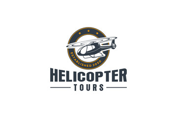 Helicopter tour logo label illustration aviation flight transportation vector template © 21graphic