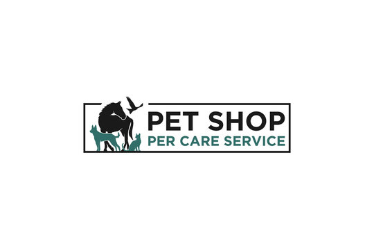 Pet shop logo design horse dog cat bird silhouette icon symbol