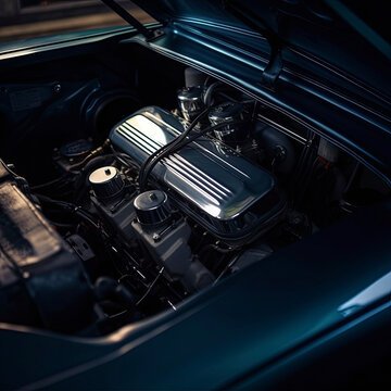 the engine compartment of a car with the hood up