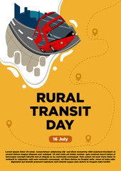 Poster Templates Rural Transit Day Vector with the Feel of a Bus Trip to the City Vector Illustration