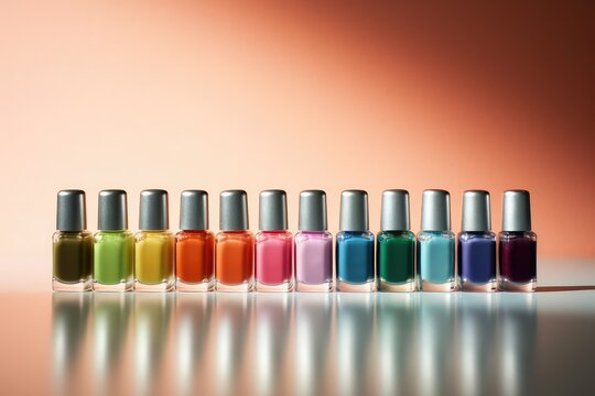 Nail Polish assorted colors shapes Profesional Photography AI Generated