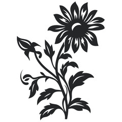 Wildflower SVG silhouette black and white isolated graphic, flower, nature