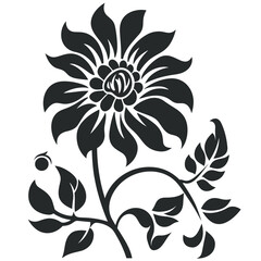 Wildflower SVG silhouette black and white isolated graphic, flower, nature