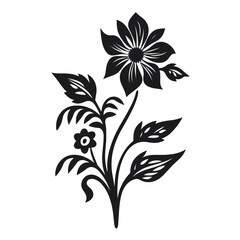 Wildflower SVG silhouette black and white isolated graphic, flower, nature