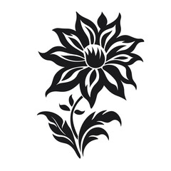 Wildflower SVG silhouette black and white isolated graphic, flower, nature