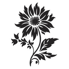 Wildflower SVG silhouette black and white isolated graphic, flower, nature