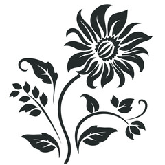 Wildflower SVG silhouette black and white isolated graphic, flower, nature