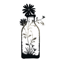 Wildflower SVG silhouette black and white isolated graphic, flower, nature