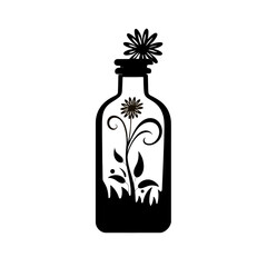 Wildflower SVG silhouette black and white isolated graphic, flower, nature