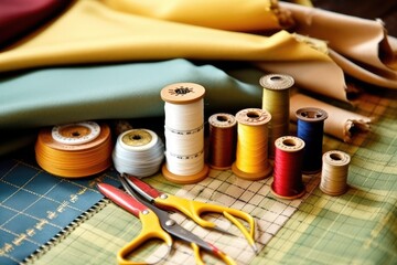 Fototapeta na wymiar Textiles Fabrics Sewing Profesional Photography AI Generated