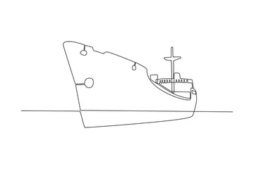 Continuous one line drawing Ocean travel transportation concept. Single line draw design vector graphic illustration.