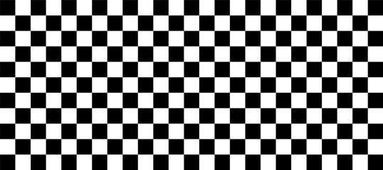 Panorama of black and white checker board. Seamless pattern for fashion, card, wallpaper, wrapping paper, cloth.