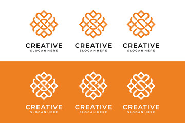 Boutique Flower Creative Logo Design, and Initial Letter S Logo Modern Idea design Free Vector illustration template