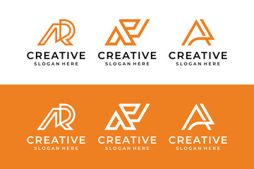 Set Initial letter ra or ar logo vector design template