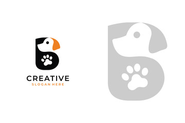 Letter B Logo Design Dog Monogram Icon Vector