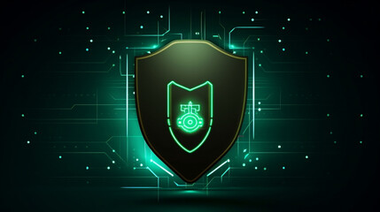 Plakat Cybersecurity, Malware, Virus, Computer Security High Quality Illustration using Shield