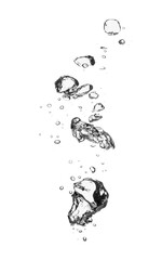 Air bubbles in water on white background