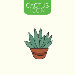 Isolated colored cactus indoor plant icon Vector