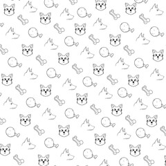 Veterinary art consists of dog heads, fox, bones and chicken leg