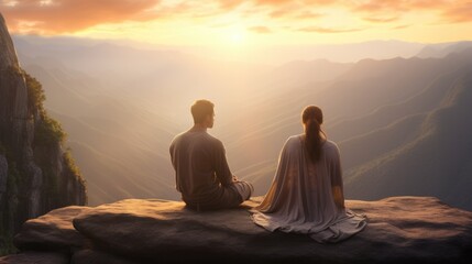 Sitting together on the mountain top - people photography
