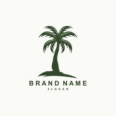 Obraz premium Palm Tree Logo, Beach Vector, Summer Design, Silhouette Symbol Illustration