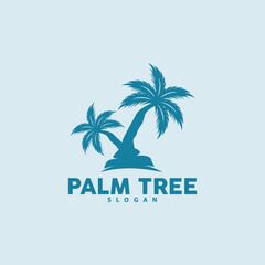 Palm Tree Logo, Beach Vector, Summer Design, Silhouette Symbol Illustration