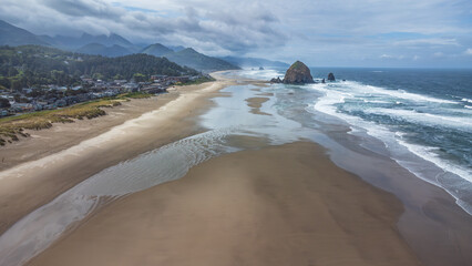Panoramic view of Cannon Beach, Oregon
