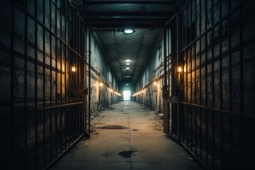 Grunge prison with poor conditions for prisoners. AI generated, human enhanced - obrazy, fototapety, plakaty