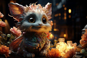 Cute baby alien on table