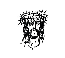 Jesus Face with Thorns, art vector design 