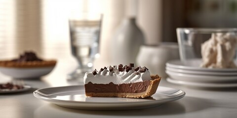 Cream pie for dessert snack. AI Generated - obrazy, fototapety, plakaty