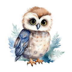 Naklejka premium owl on a branch,Generative AI