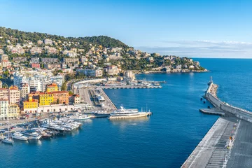 Fototapete Nice Panorama of Nice city Harbor on a sunny day at French Riviera, Cote D azur, France Summer vacation concept.
