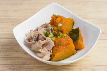カボチャと豚肉の炊き合わせ