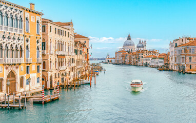 Grand Canal Panorama Splendor in Venice, Veneto, Italy - Travel Concept. - obrazy, fototapety, plakaty