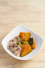 カボチャと豚肉の炊き合わせ