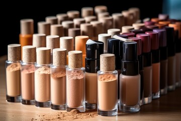 makeup foundation in the bottle assorted colors shape professional photography