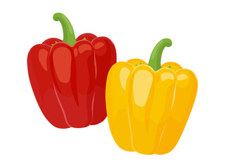 赤と黄色のパプリカワンポイント素材_ベクターイラスト