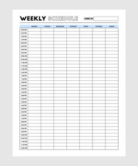 Vector Template Weekly Schedule, Personal Weekly Planner, Productivity Weekly Planner, Working Week Diary Insert, Work From Home Weekly Planner
