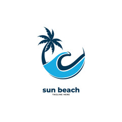 Beach logo design vector template.