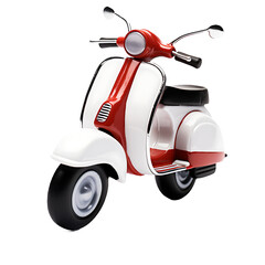 Red scooter isolated on white PNG transparent background