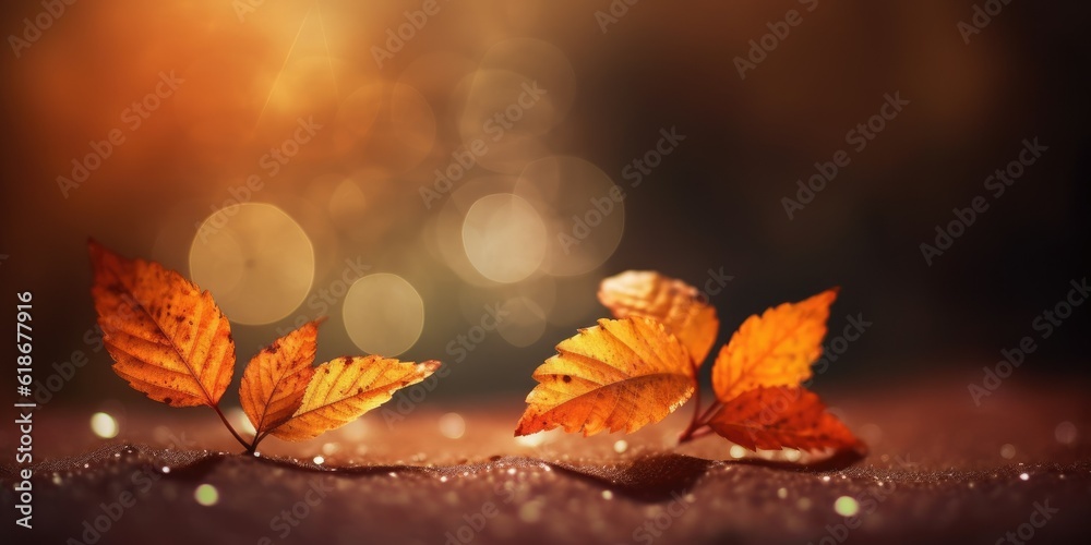 Leinwandbilder web banner design for autumn season and end year activity with red and yellow maple leaves with soft