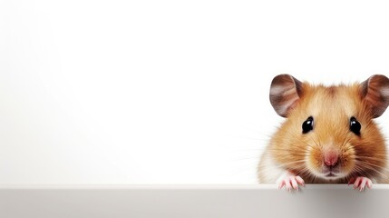 Cute hamster on white background with text space can use for advertising, ads, branding