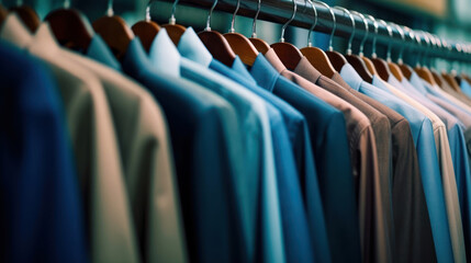 Obraz premium Dressshirts and suits on a rack