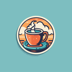 Coffee shop logo template, natural abstract coffee cup with steam, coffee house emblem, creative cafe logotype, modern trendy symbol design vector illustration