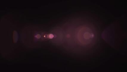 Set of pink light spots. Natural effect of lens flare on black background.