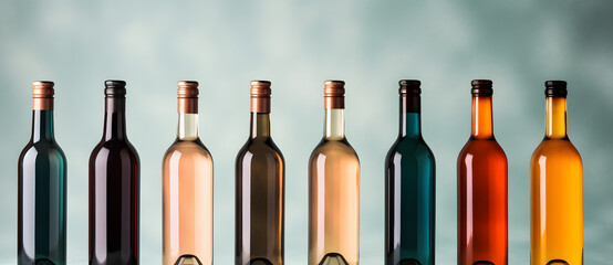 a row of wine bottles lined up in rows Generated by AI