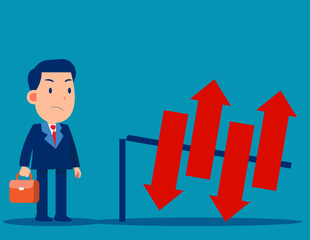 Broken direction sign. Business cartoon vector illustration